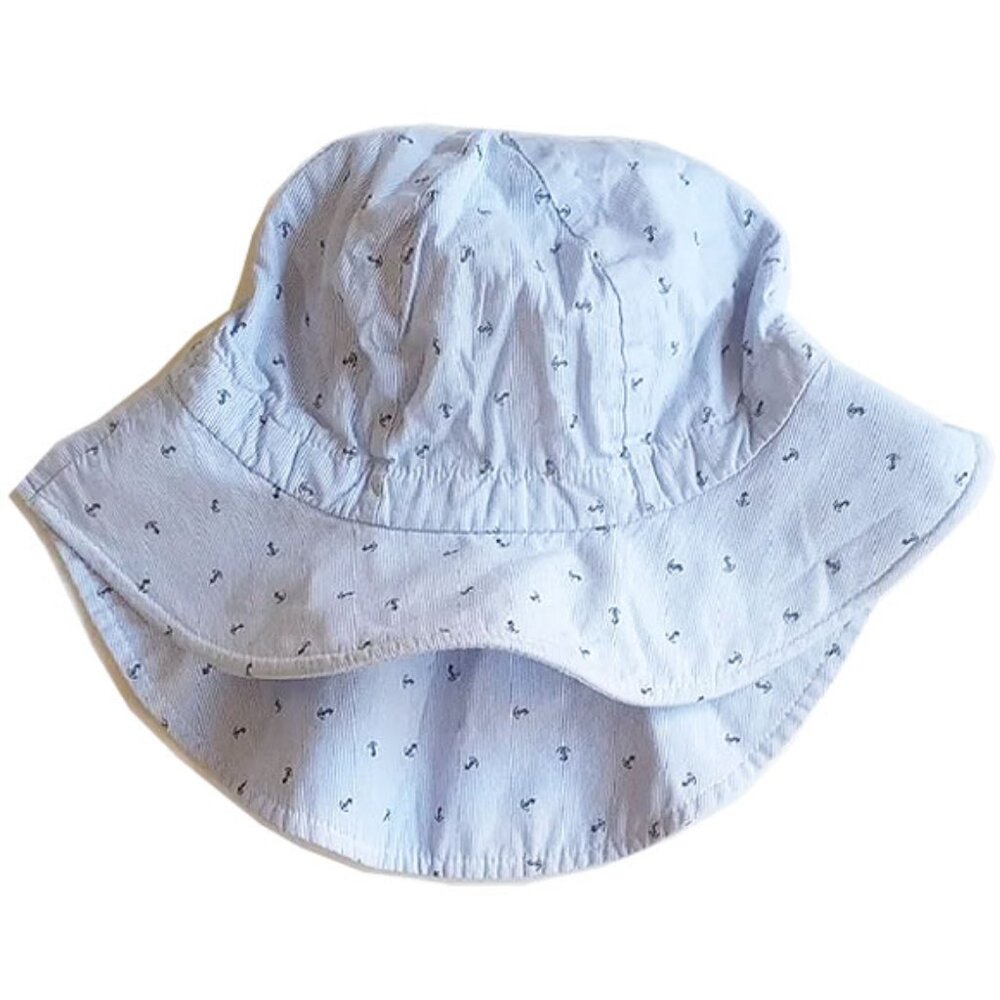 Ami & Li Cotton Adjustable Sun Hat Blue Nautical Anchors
